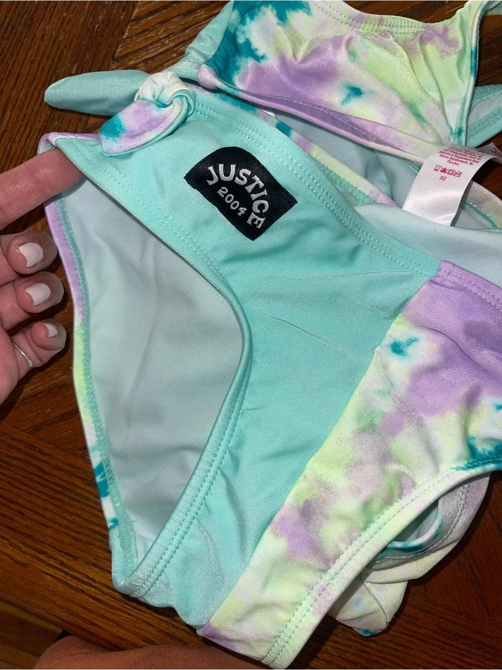 Justice Mint & Pastel Tie-Dye Two-Piece Swim Set